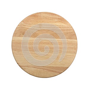 Round wooden tray salver isolated over the white background.