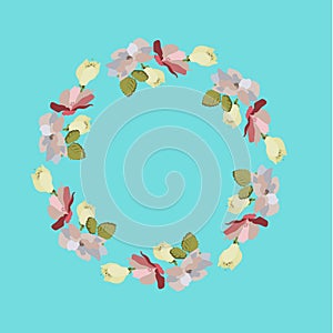 round wreath of beautiful spring flowers photo