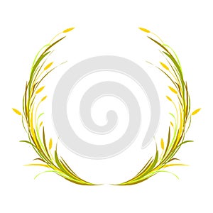 Round wreath or crown with ears of wheat, barley or rye and blade of grass.