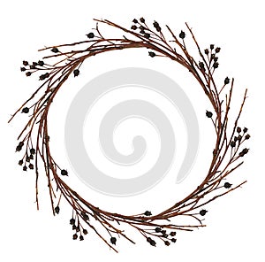 Round wreath from dry twigs