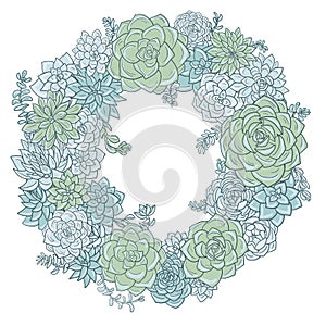 Round wreath with succulentes
