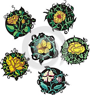 Round yellow flower designs