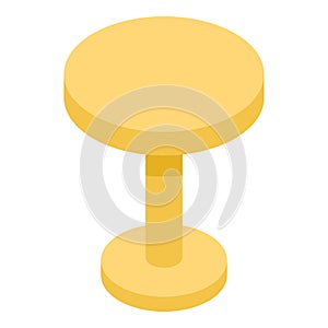 Round yellow table icon, isometric style
