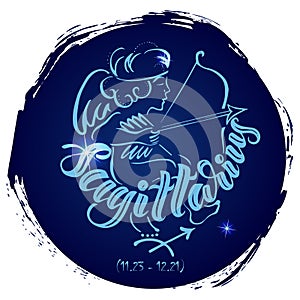 Round zodiac sign Sagittarius