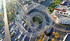 ROUNDABOUT AERIAL PHOTO. CITYSCAPE IN HUNGARY, GYÅR