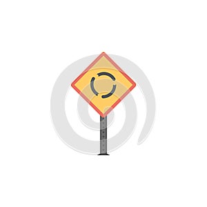 Roundabout ahead colored icon. Element of road signs and junctions icon for mobile concept and web apps. Colored Roundabout ahead