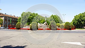 Roundabout with Cibeles fountain in Madrid