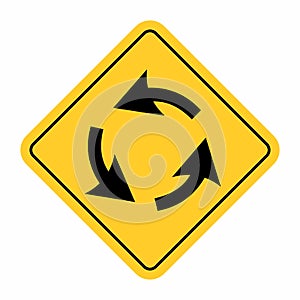 Roundabout crossroad traffic sign