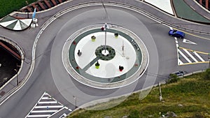 Roundabout of highway, top view.Time Lapse