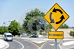 Roundabout sign at intersection