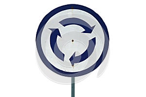 Roundabout sign isolated on white