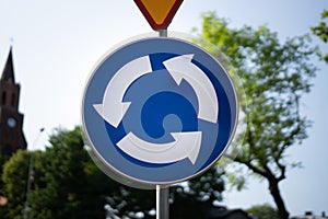 Roundabout sign. Polish road signs