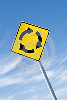 Roundabout Sign With Sky