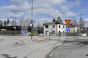 a roundabout in a small Finnish town