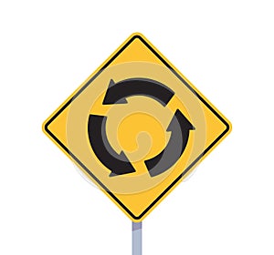 Roundabout traffic road sign and traffic signs on city road transportation simple concept.