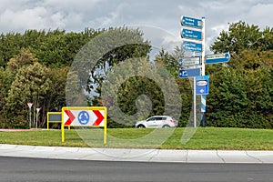 Roundabout with traffic signs near Dutch city Terneuzen