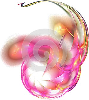 rounded abstract pink element rolled up with a shell, isolated elemen