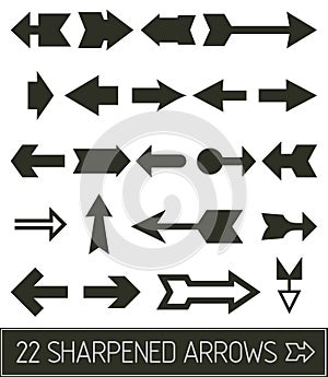 Sharp and straight arrows vector set