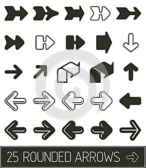 Rounded arrows vector set in flat clean black solution photo