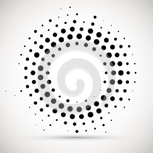 Rounded border icon. Isolated halftone circle dots vector texture.Halftone dotted background circularly distributed. Circle dots