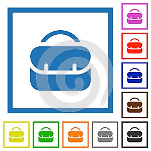 Rounded briefcase flat framed icons