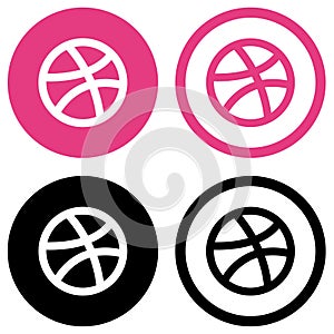 Rounded colored and black and white dribbble Logos