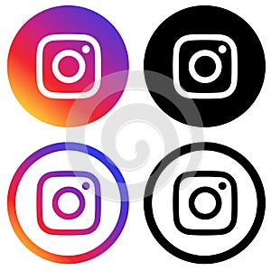 Rounded colored & black and white instagram logos