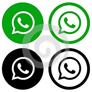 Rounded colored and black and white whatsapp Logos
