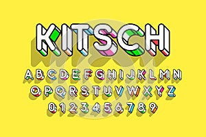 Rounded colorful retro style 3d font