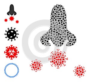 Dotted Nose Viruses Collage of Round Dots with Other Icons