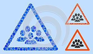 Rounded Dot People Crowd Warning Icon Mosaic