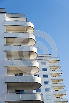 Rounded functionalistic balconys Stockholm