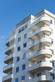 Rounded functionalistic balconys Stockholm