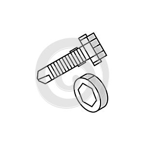 rounded head screw isometric icon vector illustration