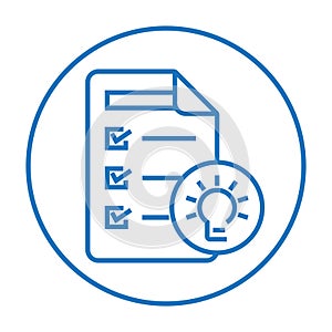 Rounded the hypothesis icon or basic assumption with light bulb vector for apps or websites