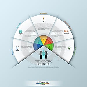 Rounded infographic design layout with 5 sectoral elements connected