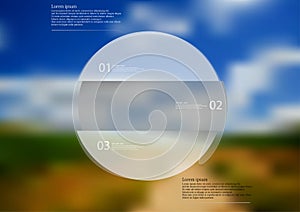 Rounded infographic template with object horizontally divided to three parts