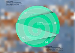 Rounded infographic template with object randomy divided to four parts