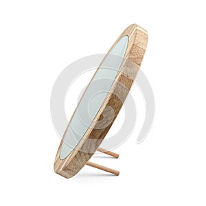 Rounded mirror in wooden frame - isolated