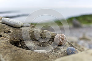 Rounded rock on rocks