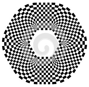 Rounded shape with checkered pattern fill. Contrasty abstract gr