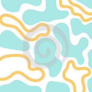 Rounded shapes background. Turquoise and yellow. Organic forms. Vector illustration, flat design