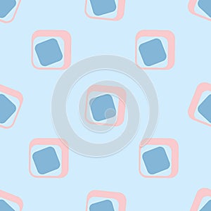 Rounded square mid-century seamless pattern