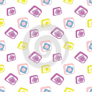 Rounded square mid-century seamless pattern
