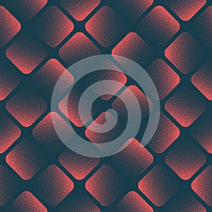 Rounded Square Tilted Grid Seamless Pattern Trend Vector Red Abstract Background