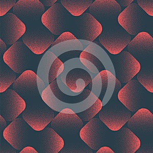 Rounded Squares Tilted Seamless Pattern Trendy Vector Red Abstract Background