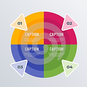 Rounded statistical infographics template design. Business concept infograph with 4 options, steps or processes. Vector