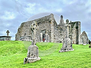 Rounded Tower at Clonmacnoise Monastery, County Offaly, Ireland