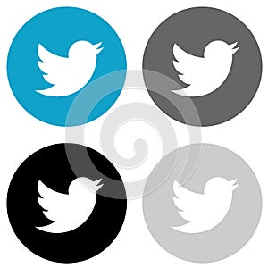 Rounded twitter icon in four colors