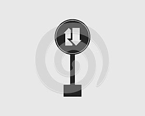 Rounded Two way street sign icon with gray Background.